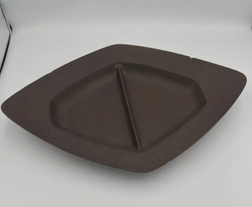 Rare Dansk Flamestone Brown Fluted Divided Bowl by Jens Quistgaard, Serving Tray